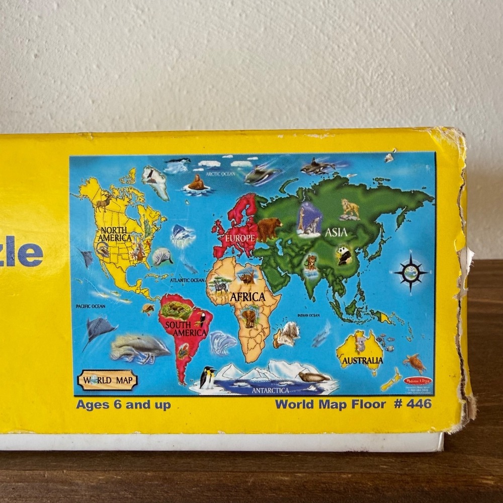 Melissa & Doug World Map Floor Puzzle 33 Pieces Jumbo 2x3Ft Complete Educational - Picture 6 of 16